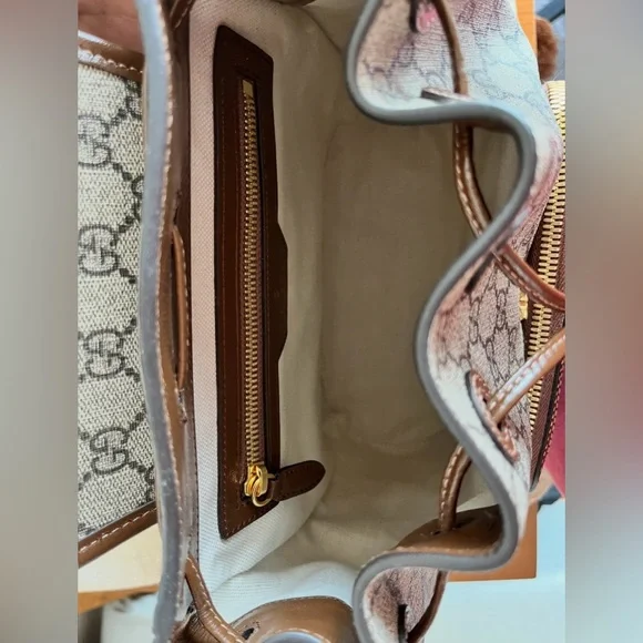 Gucci Beige and Brown Monogram Backpack - Picture 3 of 5